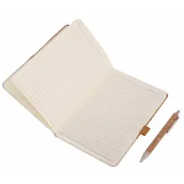 Borsa Eco Neutral Set - A5 Cork Hardcover Notebook & Pen Open